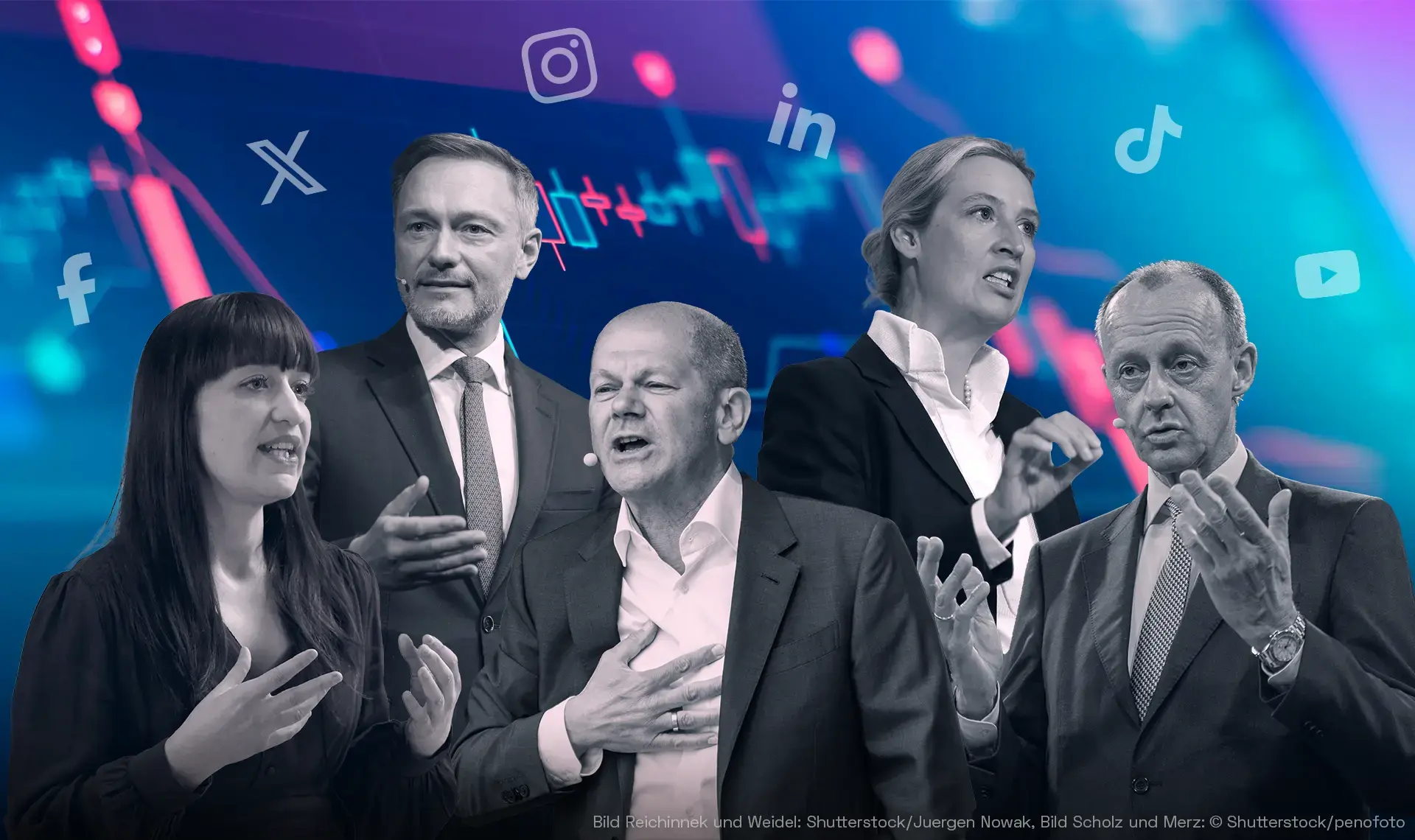 Die Spitzenkandidaten der Bundestagswahl 2025.