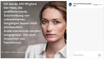 Mit KI erzeugter Instagram-Post der AfD-Göppingen. 